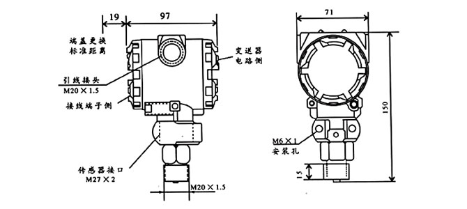 投入式液位变送器尺寸图