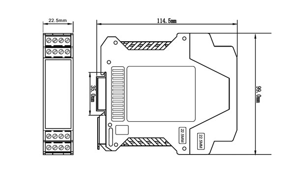 ZR4000模拟量输入隔离模块外形尺寸图