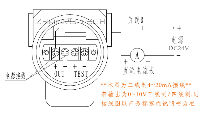 扩散硅压力变送器接线图