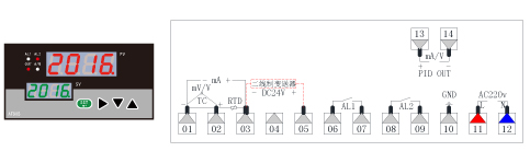 AT808B智能PID调节仪接线图